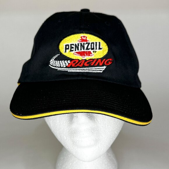 Pennzoil Racing Central Oil And Supply Adjustable Strapback Black Yellow Hat - Picture 1 of 15